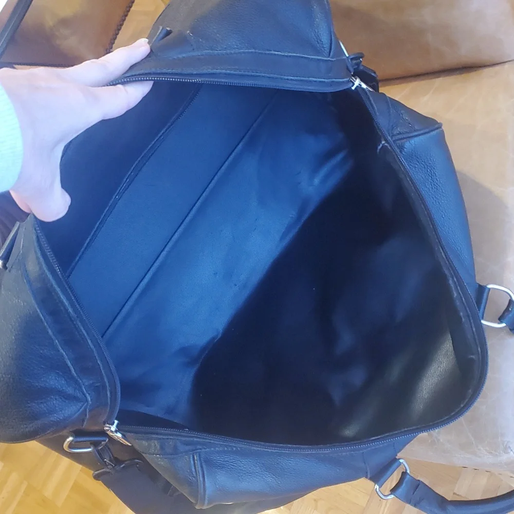 Vintage Roots Canadians Retro Duffel Pebbled Leather Travel Gym Weekender Bag - Picture 12 of 13